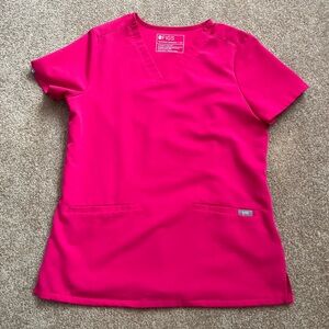 Figs Vibrant Pink Scrub Top